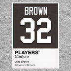 Jim Brown 32 Jersey Frame Men's T-Shirt – brown close-up detail shot of the Jim Brown 32 Players Couture logo design
