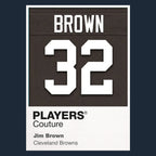 Jim Brown 32 Jersey Frame Men's T-Shirt – brown close-up detail shot of the Jim Brown 32 Players Couture logo design