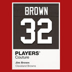 Jim Brown 32 Jersey Frame Men's T-Shirt – brown close-up detail shot of the Jim Brown 32 Players Couture logo design