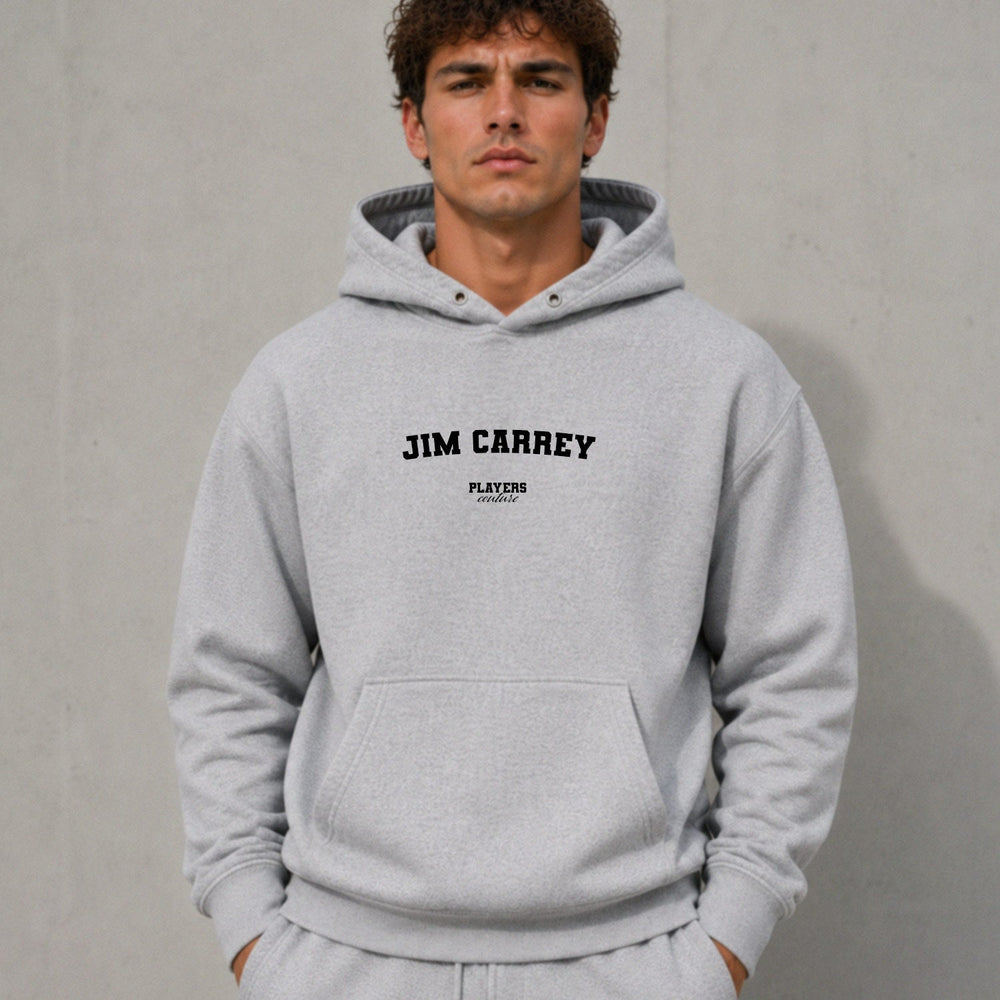 jim-carrey name-print hoodie - grey