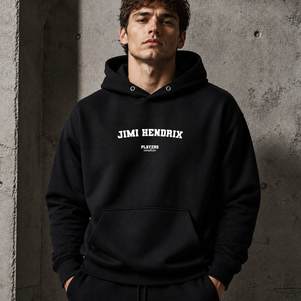 jimi-hendrix name-print hoodie - black