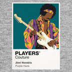 Jimi Hendrix the fashion, instrument and movement that made Hendrix instantly recognisable Icon Frame artwork in grey