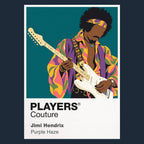 Jimi Hendrix Jimi Hendrix's guitar angle, vivid clothing and unmistakable stage silhouette Icon Frame artwork in navy