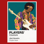 Jimi Hendrix the fashion, instrument and movement that made Hendrix instantly recognisable Icon Frame artwork in red