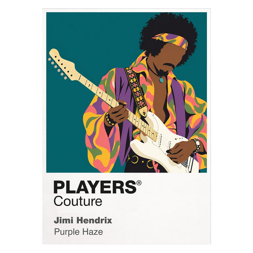 Jimi Hendrix the fashion, instrument and movement that made Hendrix instantly recognisable Icon Frame artwork on white