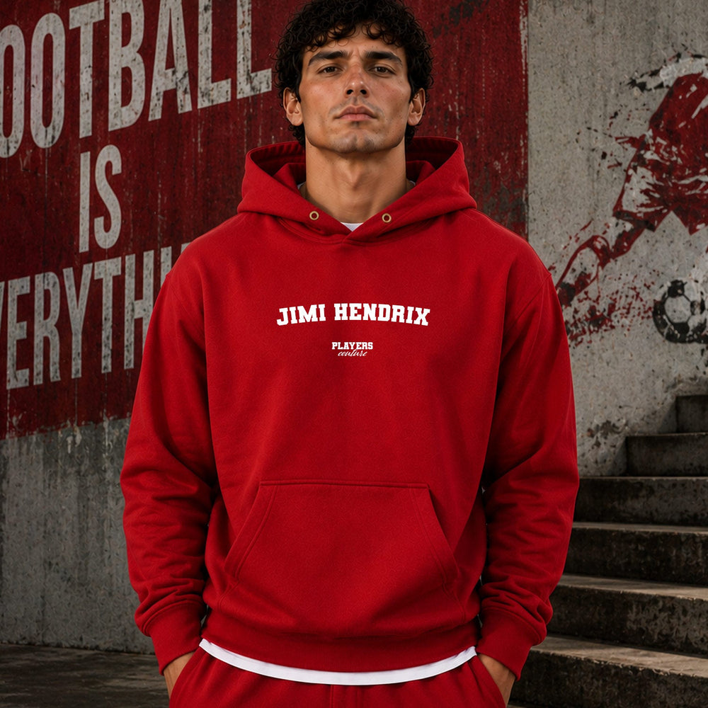 jimi-hendrix name-print hoodie - red