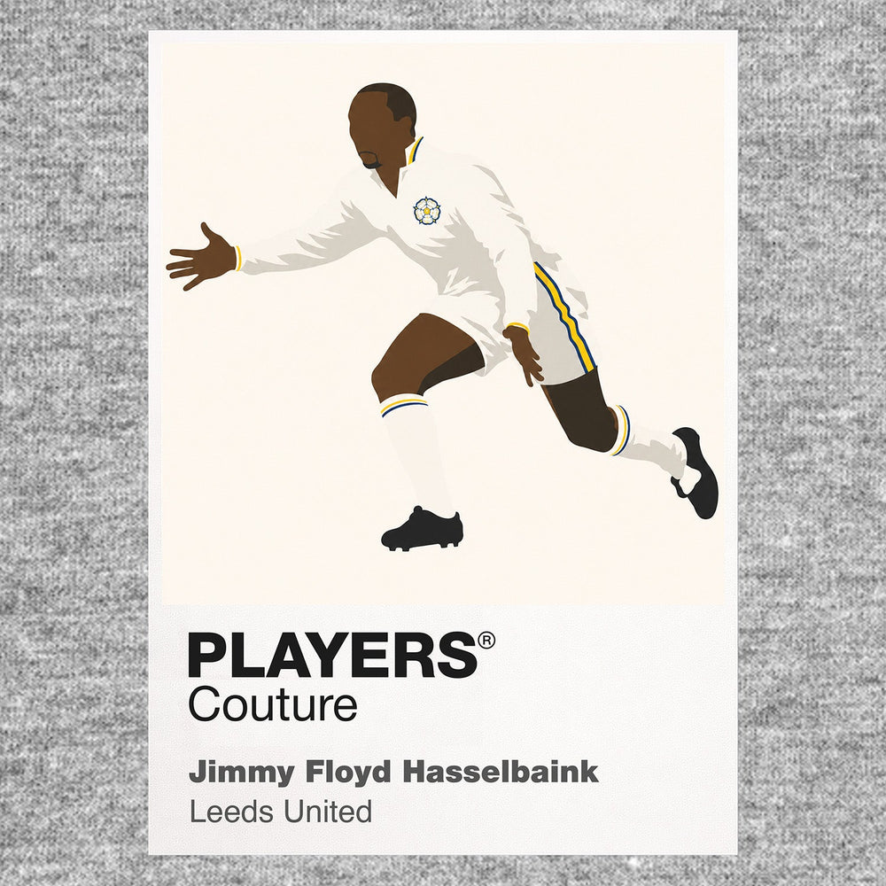 Jimmy Floyd Hasselbaink Leeds United grey Icon Frame artwork detail