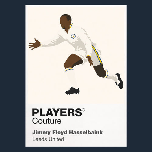 Jimmy Floyd Hasselbaink Leeds United navy Icon Frame artwork detail
