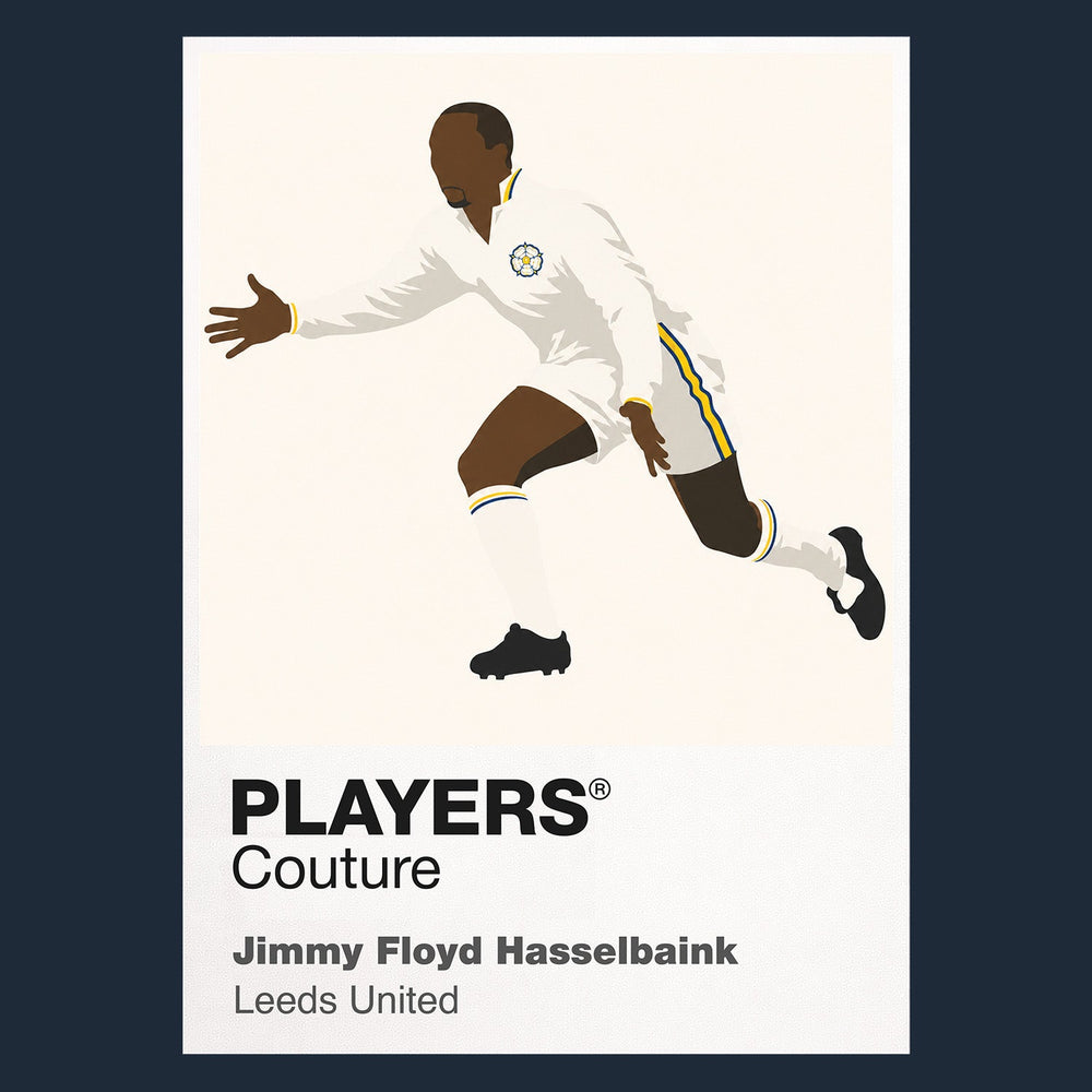 Jimmy Floyd Hasselbaink Leeds United navy Icon Frame artwork detail