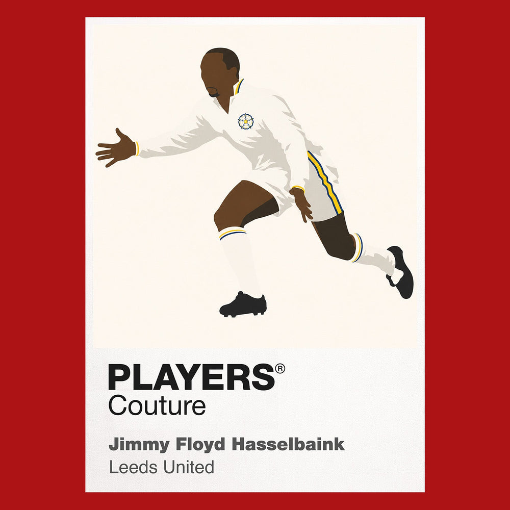Jimmy Floyd Hasselbaink Leeds United red Icon Frame artwork detail