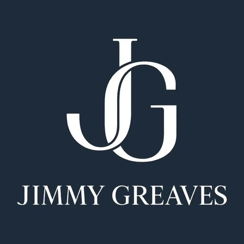 Jimmy Greaves Logo Men's T-Shirt – navy close-up detail shot of the Jimmy Greaves Players Couture logo design
