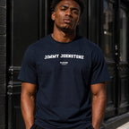 Jimmy Johnstone navy men's T-shirt lifestyle photograph 5