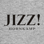 Jizz Hornkamp Logo Men's T-Shirt – grey close-up detail shot of the Jizz Hornkamp Players Couture logo design