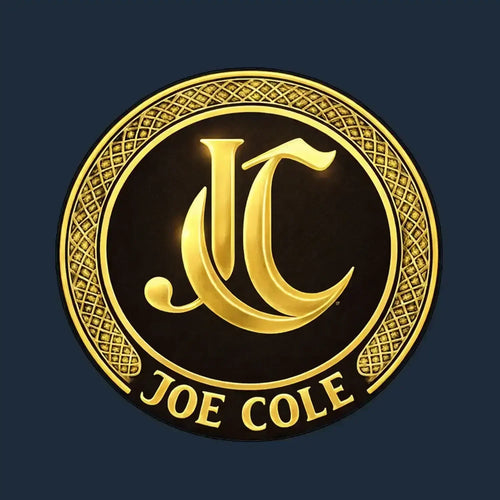 Joe Cole Logo Men's T-Shirt – navy close-up detail shot of the Joe Cole Players Couture logo design