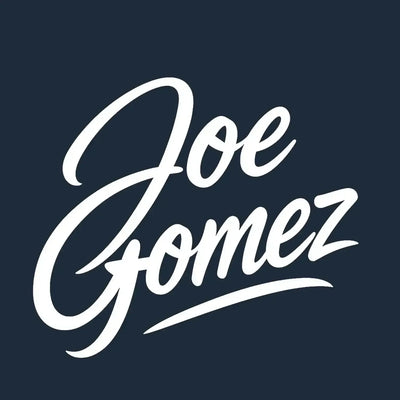 Joe Gomez Logo Men's T-Shirt – navy close-up detail shot of the Joe Gomez Players Couture logo design