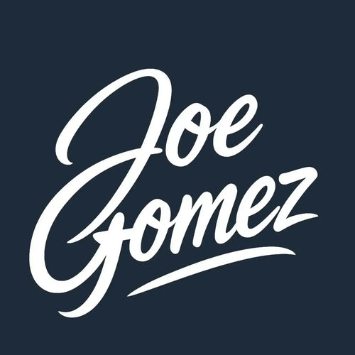 Joe Gomez Logo Men's T-Shirt – navy close-up detail shot of the Joe Gomez Players Couture logo design