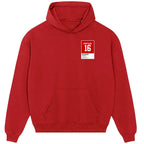 Joe Montana 16 hoodie – red men's hoodie featuring the Joe Montana 16 Players Couture logo