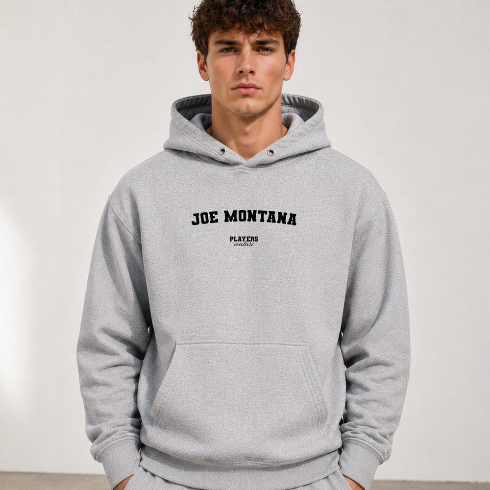 joe-montana name-print hoodie - grey