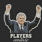 Joe Royle Badge Men's Hoodie – black close-up detail shot of the Joe Royle Players Couture logo design