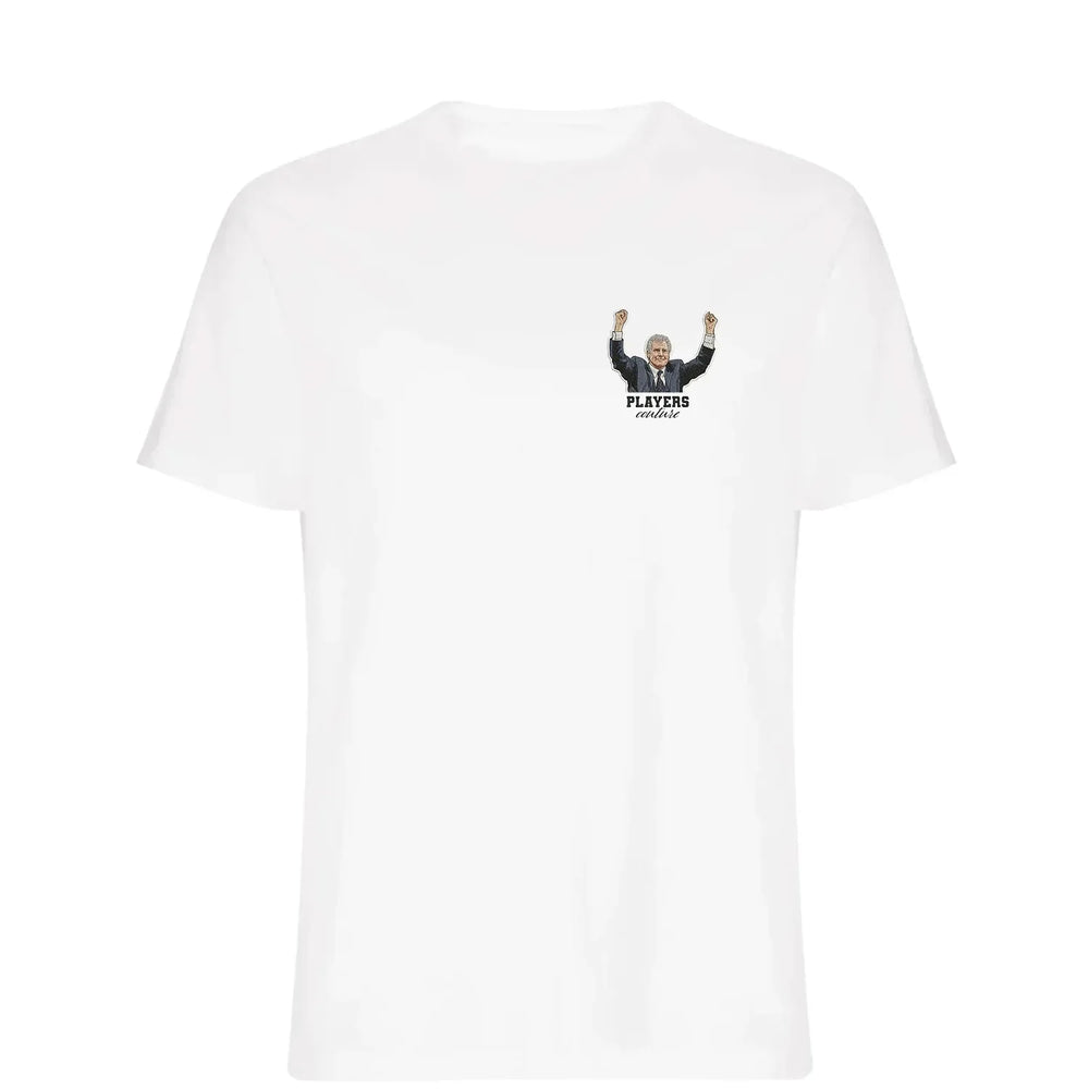 Joe Royle t-shirt – white men's t-shirt featuring the Joe Royle Players Couture logo