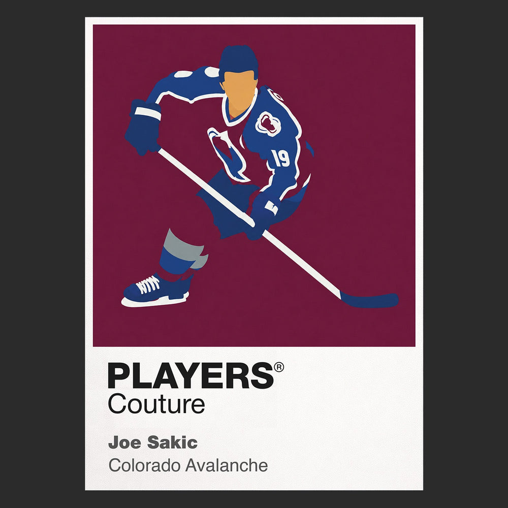 Joe Sakic Avalanche Ice Hockey Icon Frame Men's T-Shirt – image 9