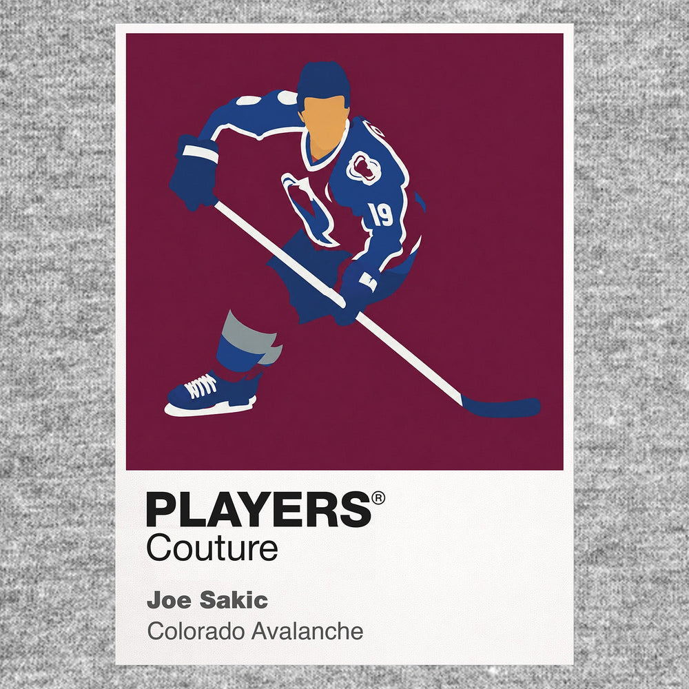 Joe Sakic Avalanche Ice Hockey Icon Frame Men's T-Shirt – image 7