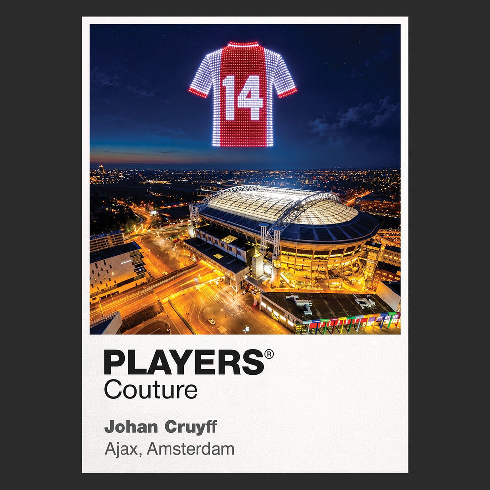 Johan Cruyff Ajax number 14 Icons in Lights Frame artwork in black