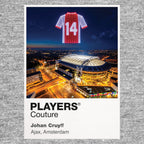 Johan Cruyff Ajax number 14 Icons in Lights Frame artwork in grey