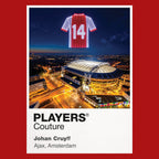 Johan Cruyff Ajax number 14 Icons in Lights Frame artwork in red