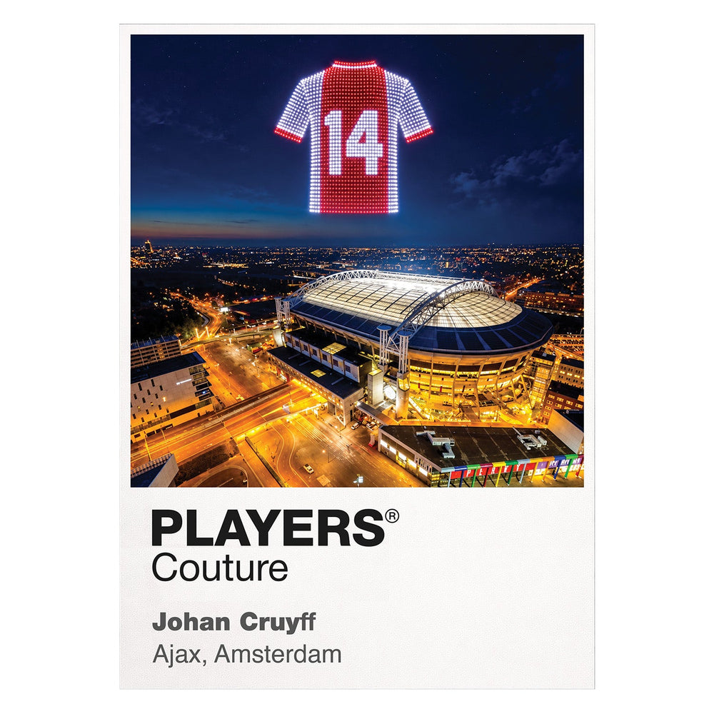 Johan Cruyff Ajax number 14 Icons in Lights Frame artwork in white