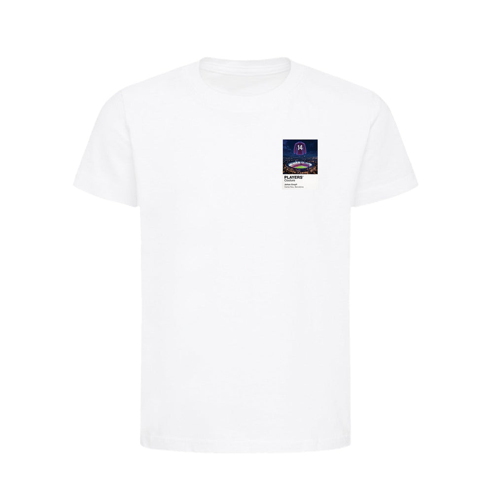Johan Cruyff Barcelona Icons in Lights Frame Kids T-Shirt in White