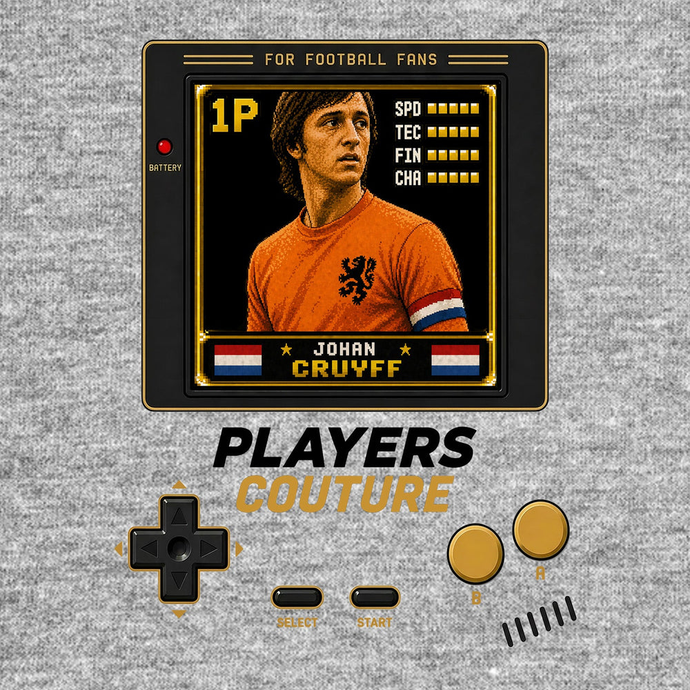 Johan Cruyff 1P 8-Bit t-shirt retro gaming design by Players Couture