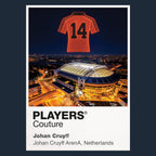 Johan Cruyff Netherlands number 14 Icons in Lights Frame artwork in navy