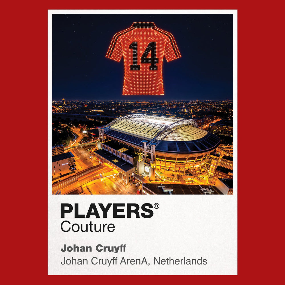 Johan Cruyff Netherlands number 14 Icons in Lights Frame artwork in red