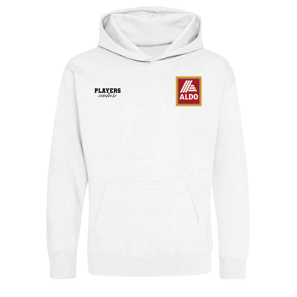 John Aldridge Aldo Logo Players Couture Kids Hoodie White