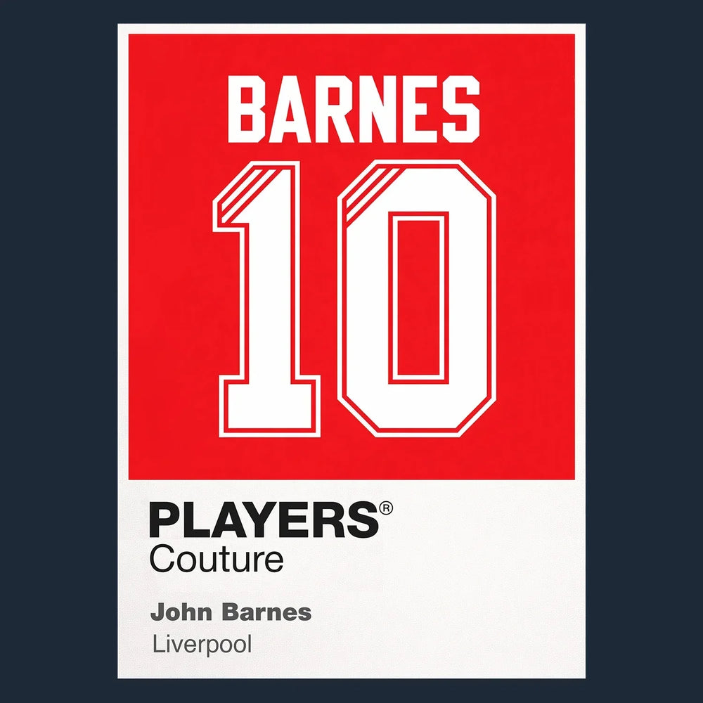 John Barnes 10 Football Shirt Frame Men's Hoodie – navy close-up detail shot of the John Barnes 10 Football Players Couture