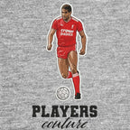 John Barnes Badge Men's Hoodie – grey close-up detail shot of the John Barnes Players Couture logo design