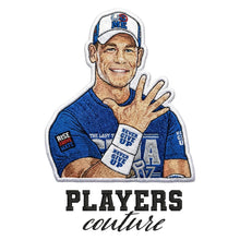 John Cena Badge Men's Hoodie – black close-up detail shot of the John Cena Players Couture logo design
