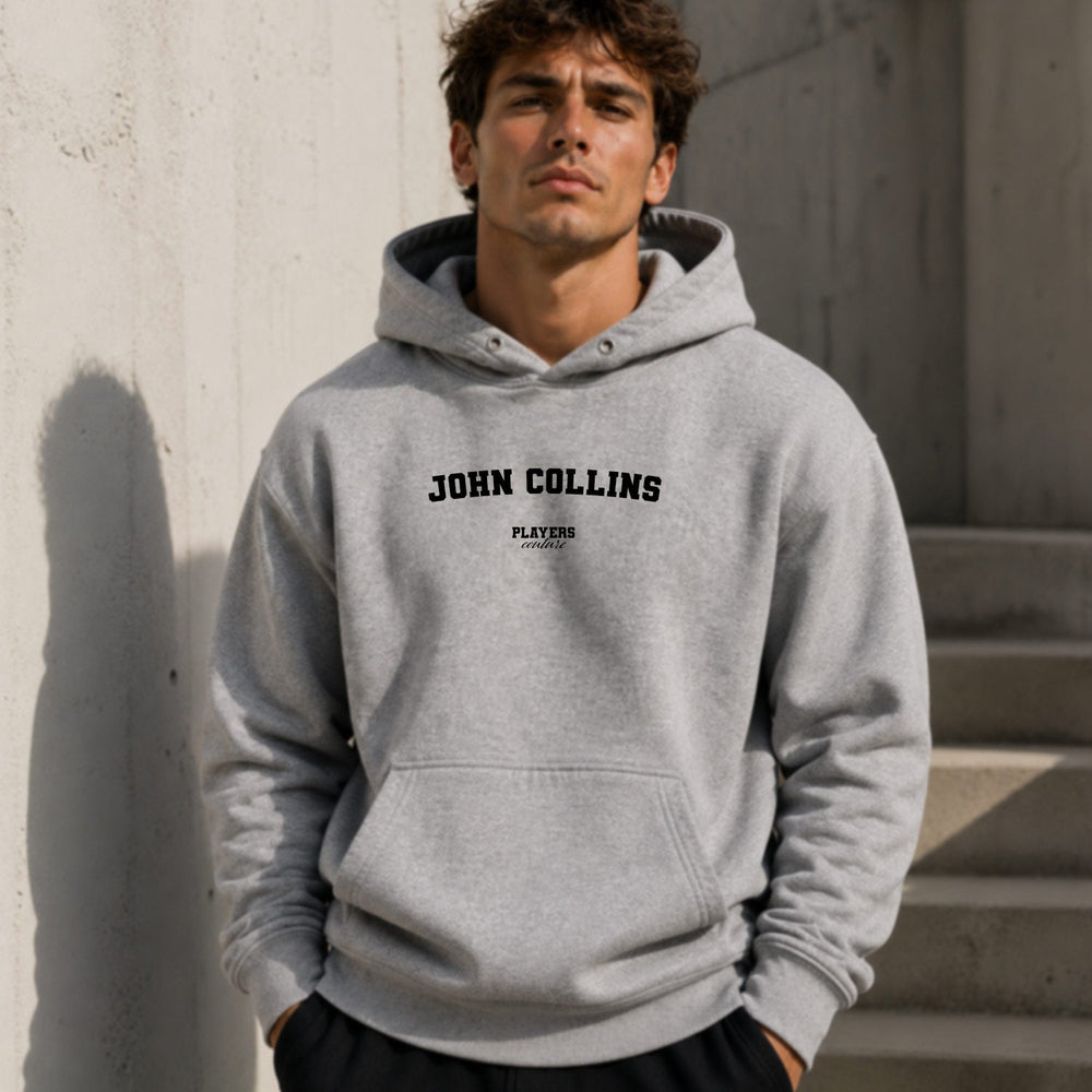 john-collins name-print hoodie - grey