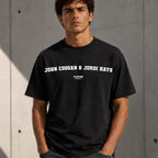 John Coogan & Jordi Hays black men's T-shirt lifestyle photograph 16