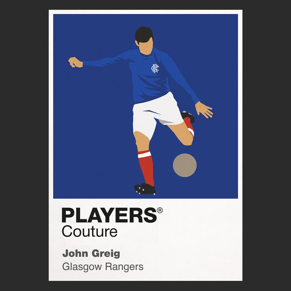 John Greig Glasgow Rangers Icon Frame Men's Hoodie — Black Artwork