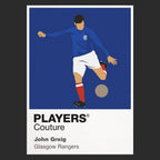 John Greig Glasgow Rangers Icon Frame Men's Hoodie — Black Artwork