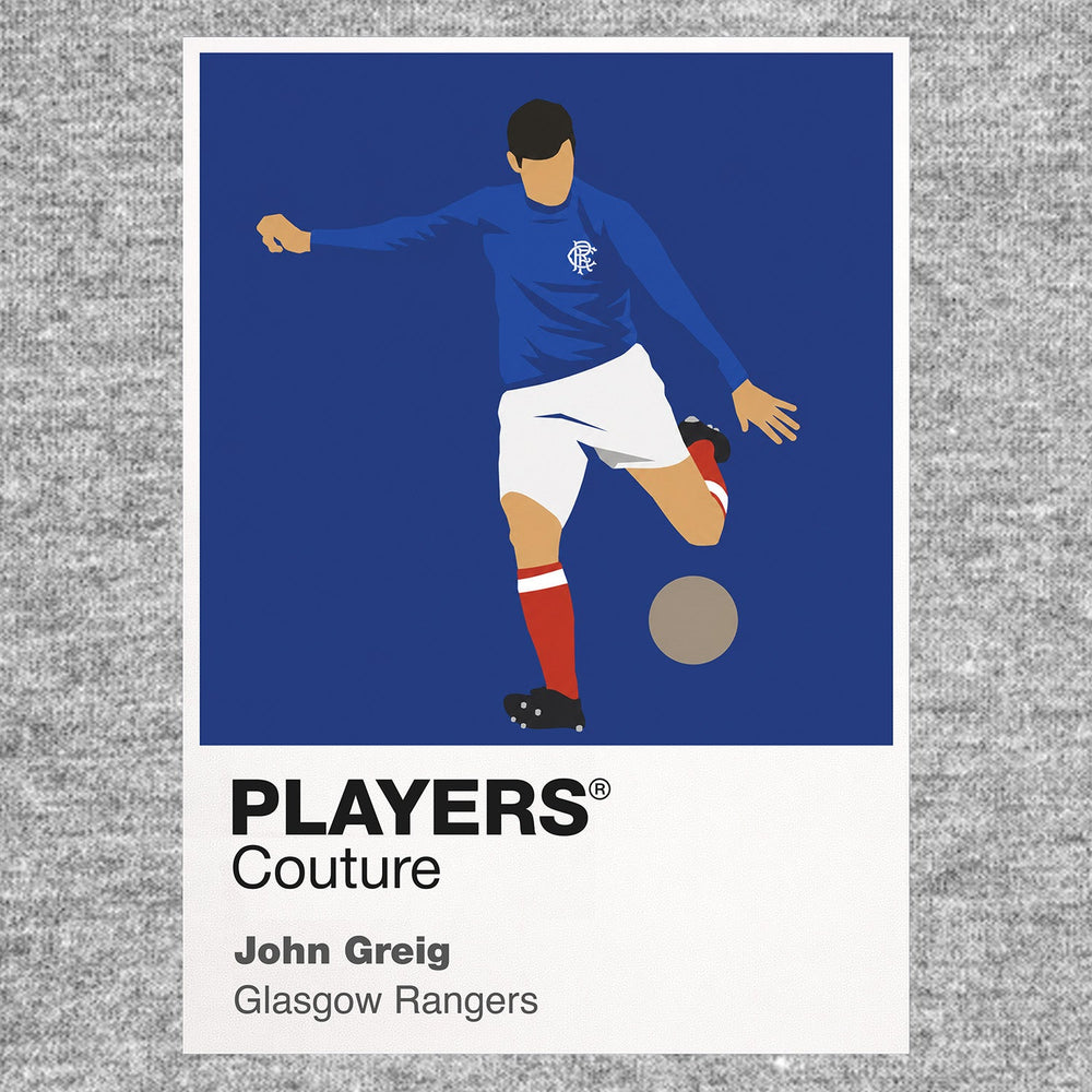 John Greig Glasgow Rangers Icon Frame Men's Hoodie — Gray Artwork