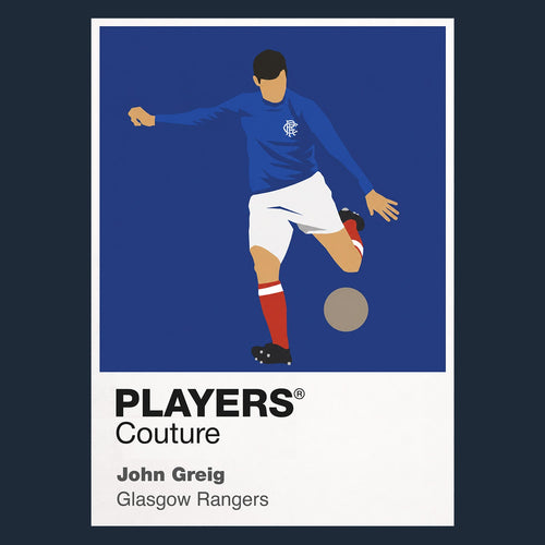 John Greig Glasgow Rangers Icon Frame Men's Hoodie — Navy Artwork