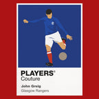 John Greig Glasgow Rangers Icon Frame Men's Hoodie — Red Artwork