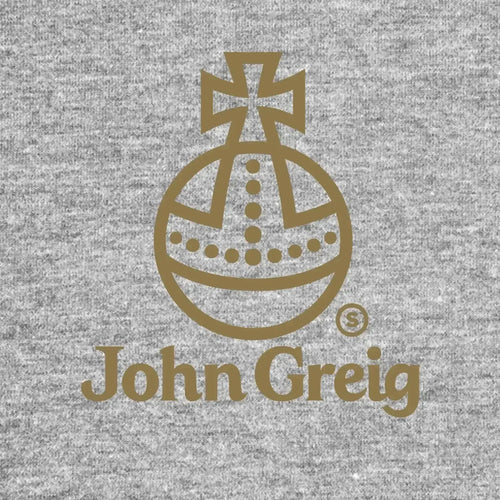 John Greig Logo Men's Hoodie – grey close-up detail shot of the John Greig Players Couture logo design