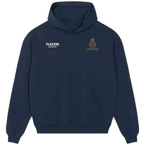 John Greig hoodie – navy men's hoodie featuring the John Greig Players Couture logo