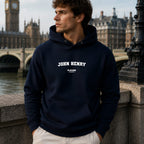 john-henry name-print hoodie - navy