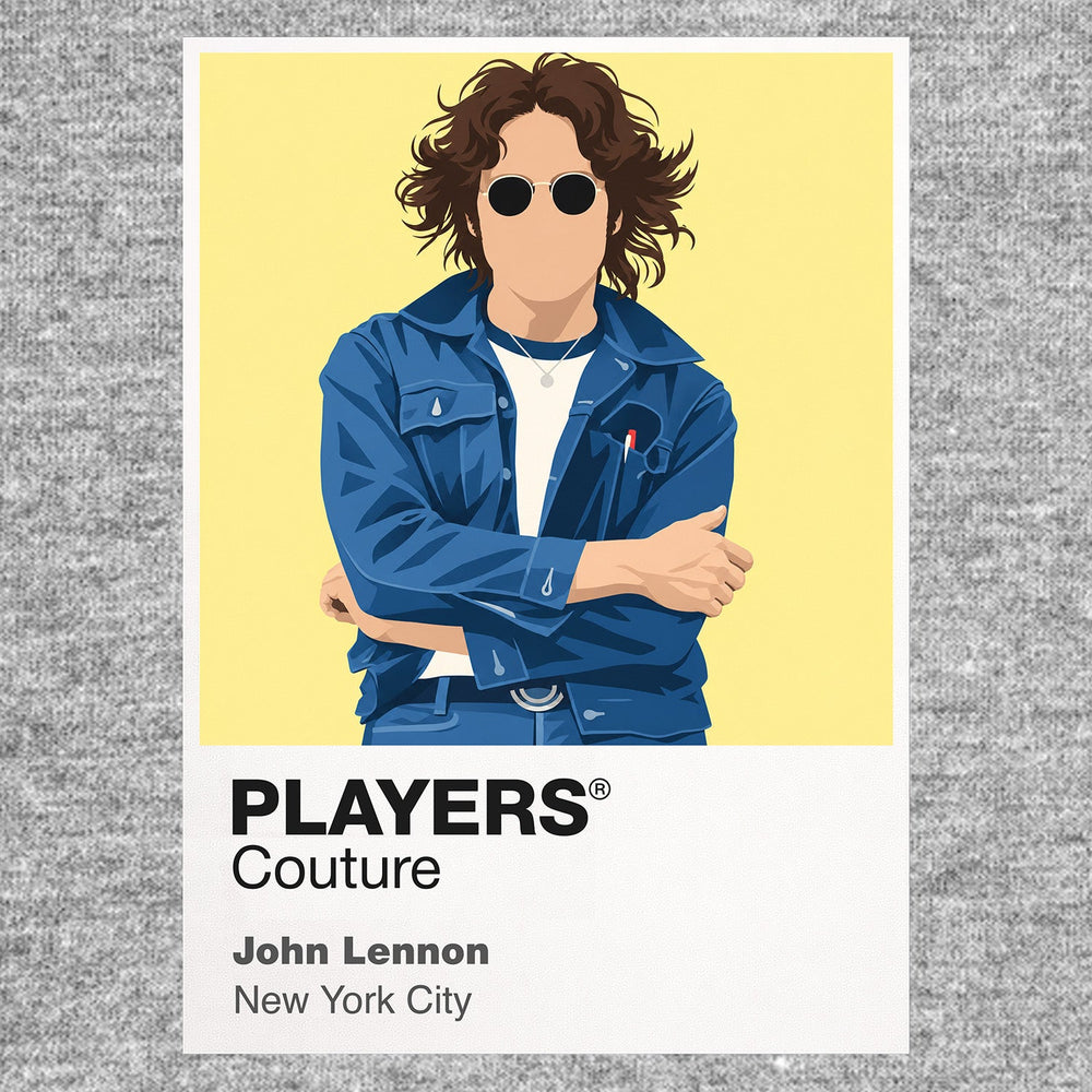 John Lennon John Lennon design one, focused on the glasses and restrained solo-era portrait Icon Frame artwork in grey