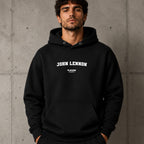 john-lennon name-print hoodie - black